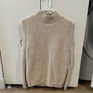 Sleeveless Beige Turtleneck Sweater